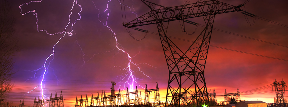 Power Distribution Station with Lightning Strike. – Dranetz